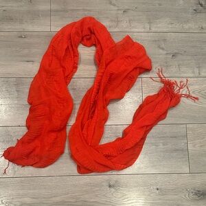 Lightweight Red Women's Scarf - Extra long, Interesting Texture